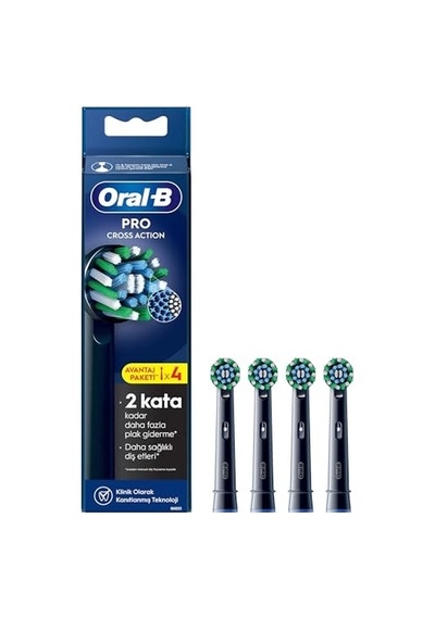Oral-b Cross Action X-filament Siyah Şarjlı Diş Fırçası Yedek Başlığı 4 Adet