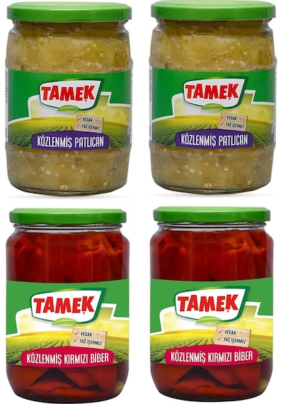 Tamek Közlenmiş Biber Ve Patlıcan Cam Kavanoz 4 Lü