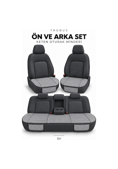 Honda City 2009-2013 Çizgili Keten 3'lü Minder Gri