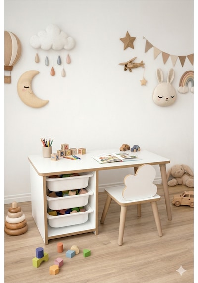Çocuk Masa Sandalye Takımı-3 Sepetli Çocuk Çalışma Masası Aktivite Masası Yaz-sil Bulut Sandalye Beyaz Çocuk Masa Sandalye Takımı-3 Sepetli Çocuk Çalışma Masası Aktivite Masası Yaz-sil Bulut Sandalye Beyaz