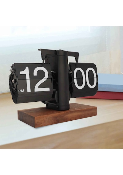 Vintage Flip Clock Mekanik Sayfa Çevirme Saat Minimalist Retro Masa Saati, Ofis Ve Ev Dekoratif Saat Siyah