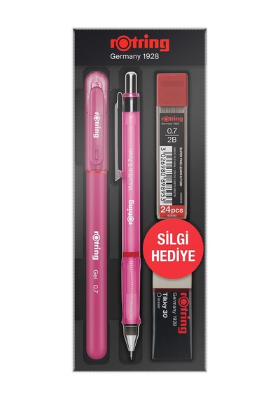 Rotring Visuclick Jel Okul Seti 0,7 Mm, Mekanik Kurşun Kalem, Uç Ve Silgi Seti, Pembe .