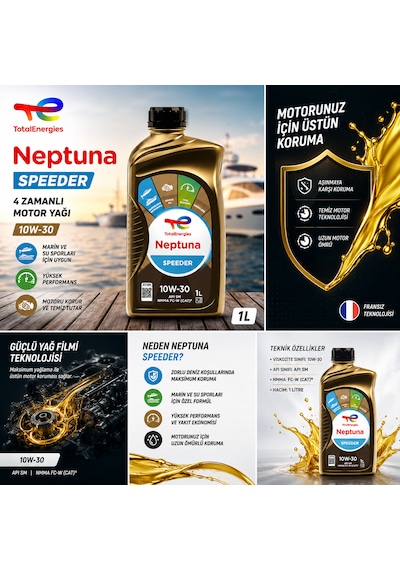 Totalenergies Neptuna Speeder 10W-30 1 L 4 Zamanlı Deniz Motoru Yağı