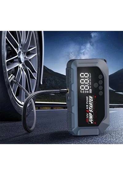 Vtn-605 Şarjlı 12.000 Mah Taşınabilir Çantalı Araç Akü Şarj Takviyeli Işıklı Hava Kompresörü