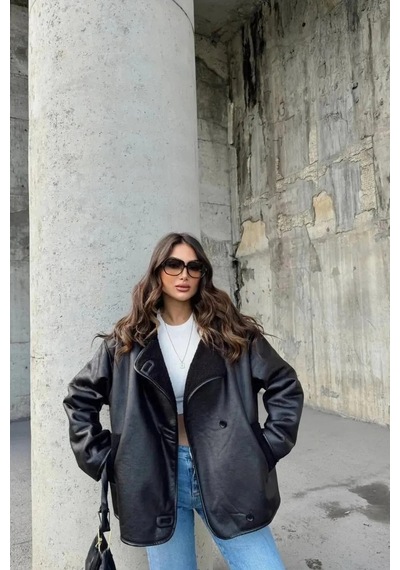 Candybia Kadın Siyah Oversize Ceket Siyah Siyah