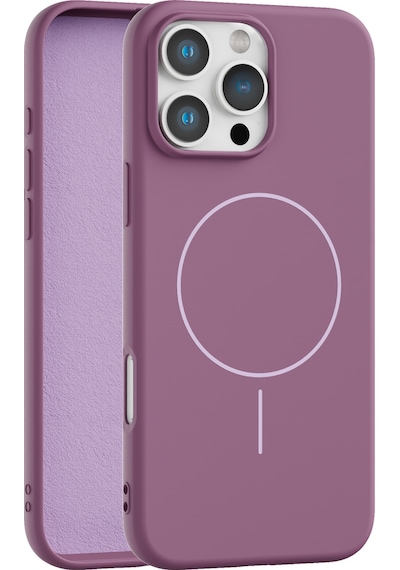 Apple Uyumlu iPhone 16 Pro Max İçi Kadife Magsafe Wireless Şarz Özellikli Telefon Kılıfı Mürdüm