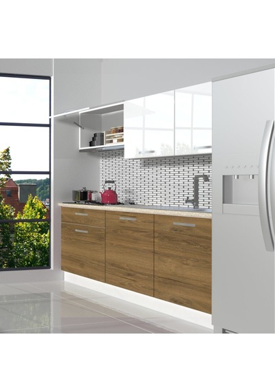Decoraktiv Naturel 160 Mdf Hazır Mutfak Dolabı - Tezgah Dahil - Pera Beyaz Beyaz - Meşe Decoraktiv Naturel 160 Mdf Hazır Mutfak Dolabı - Tezgah Dahil - Pera Beyaz Beyaz - Meşe