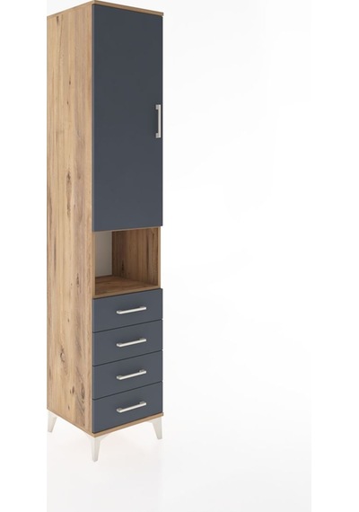 Hyperion Dolap 3 Raflı 4 Çekmeceli Tek Askılı 44x44x221 Çam-a... Çam
