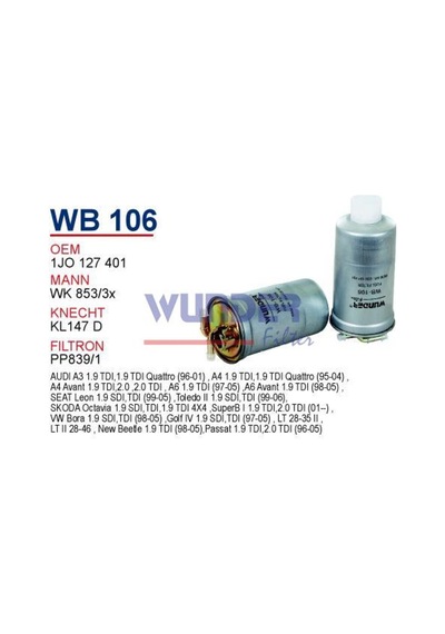 Wunder Wb106 Mazot Filtresi - Volkswagen Lt 35 - Golf Iv - Bora T 540120612