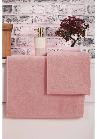 2 Parça Kadın / Erkek Banyo Duş Hamam Havlu Seti 90x150 Cm %100 Pamuklu Gül Kurusu