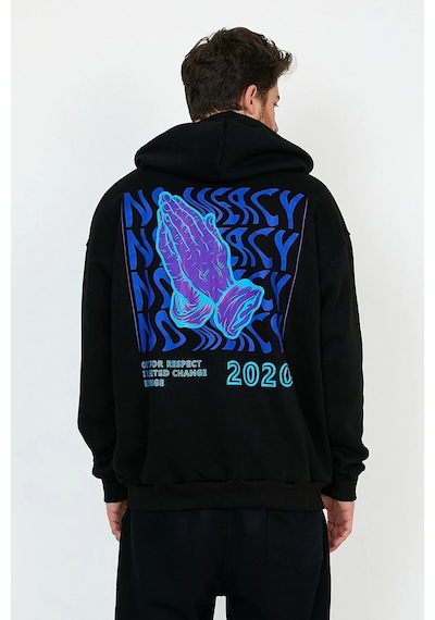 Startmore No Mercy Siyah Oversize Unisex Kapüşonlu Sweatshirt Hoodie Siyah