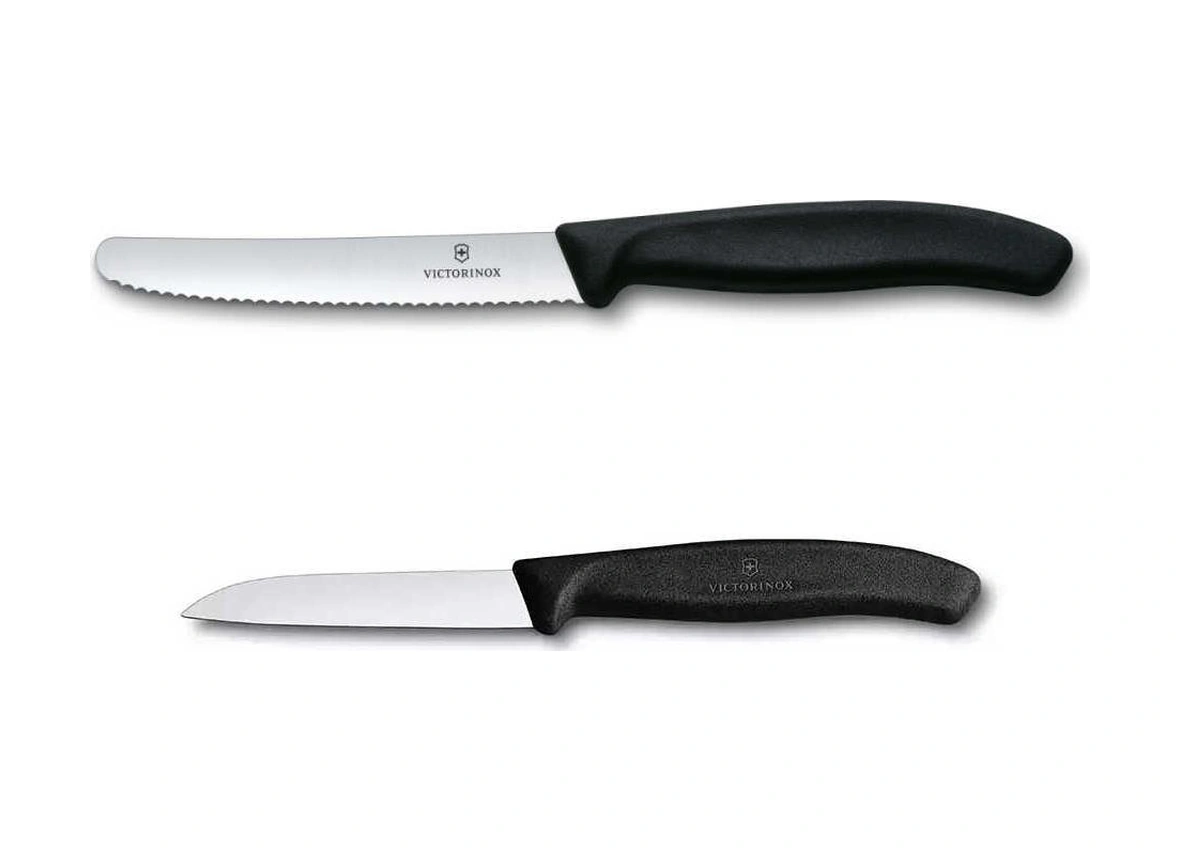 Victorinox 2li Set 11 Cm Tırtıklı - 8 Cm Düz Sebze Meyve Bıçağı Siyah