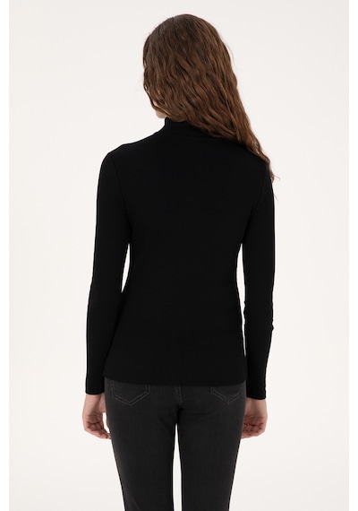 U.S. Polo Assn. Kadın Siyah Fermuarlı Dik Yaka Sweatshirt 50313564-VR046