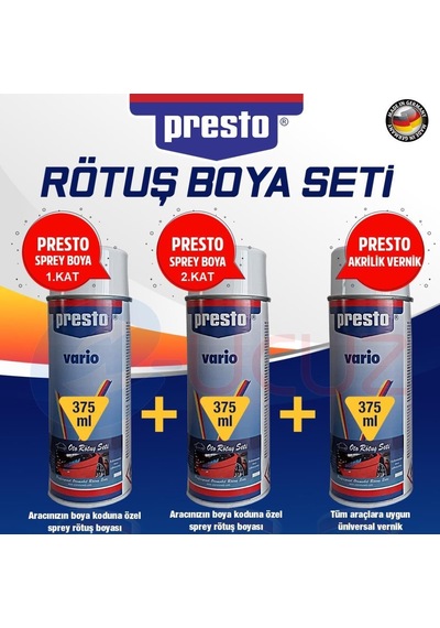 Boya Kodunuza Özel Presto Sedef Boya Rötuş Sprey Seti
