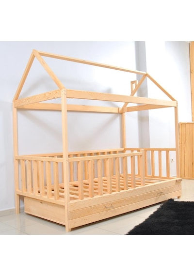 Markaawm Markaawm Montessori Çocuk Yatak Yavrulu Çekmeceli 90X190 Karyola Akçaağaç
