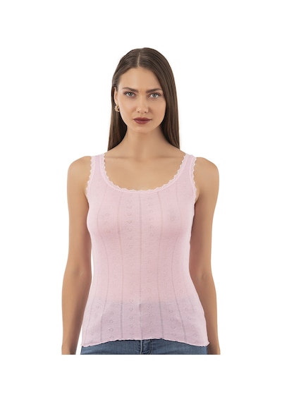 Özkan Underwear Özkan 23493 Kadın Transferli Ribana Esnek Yumuşak Kalın Askılı Atlet Pembe