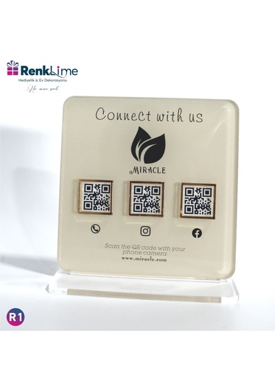Pleksi Masa Üstü Qr Menü Siyah