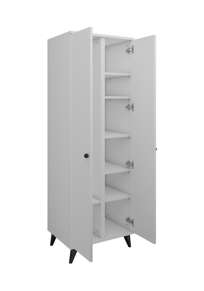 Simple Gardırop 6 Raflı 2 Kapaklı Tek Askılı 60x44x176 Beyaz Beyaz