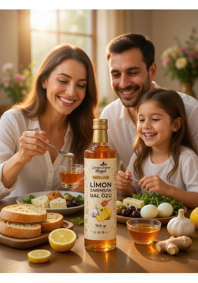 Lokman Hekim Hayat 2 Şişe Bal Özlü Limon Sarımsak Zencefil Özü 2x700 Gr Sarımsak Çayı Hediyesiyle