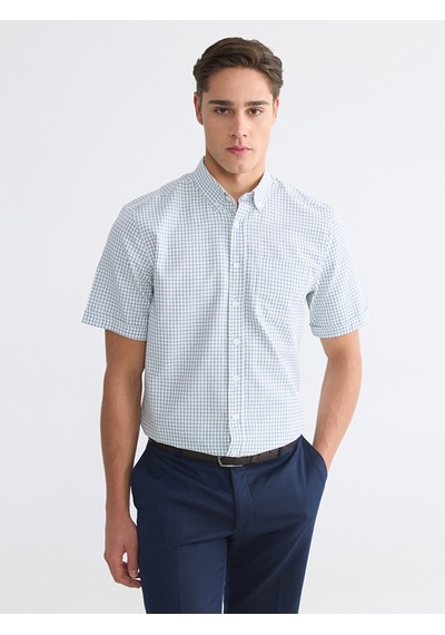 Lcwaıkıkı Classic İndigo Regular Fit Ekose Poplin Erkek Gömlek