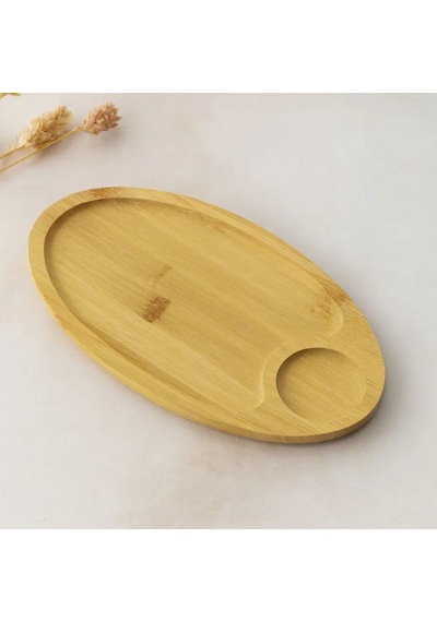 Jenerik Bambu Oval 2 Bölmeli Mini Servis Tepsisi 25x14x1.4 Cm