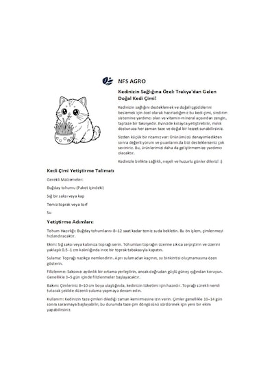 Kedi Çimi Tohumu 750 GR