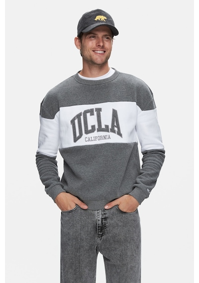 Ucla Archer Koyu Gri Bisiklet Yaka Nakışlı Loose Fit Erkek Sweatshirt Koyu Gri