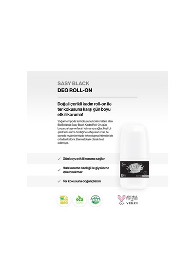 Sasy Black Antiperspirant Deo Doğal Içerikli Kadın Roll On 50 Ml