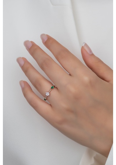 Gümüş Prenses Yüzük Rose Gold Kaplama 925 Ayar Gümüş Rose Gold (511780069)