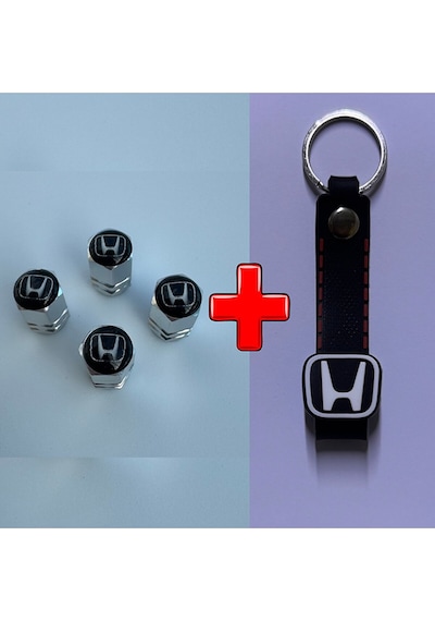 Honda İle Uyumlu Logolu Alüminyum Sibop Kapağı Ve Silikon Anahtarlık