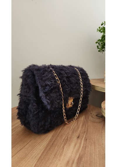 Lacivert Peluş Çanta- El Yapımı Hediyelik