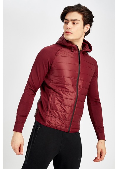 Maraton Sportswear Slimfit Erkek Kapşonlu Uzun Kol Basic Bordo Ceket 17425 Bordo