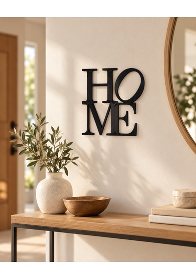 Modern Tasarım 20x20 Cm "home" Yazılı Dekoratif Ev Objesi 20 x 20