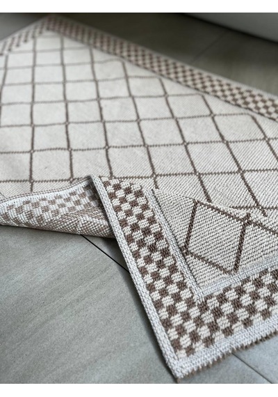 Eylül Doğal Pamuklu 2'li Banyo Paspas Seti 55x100+50x55 Cm - Bej çok renkli