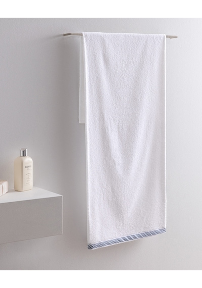 Madame Coco Topaze Pamuklu Banyo Havlusu - Beyaz/mavi - 70x140 Cm 8684427297001