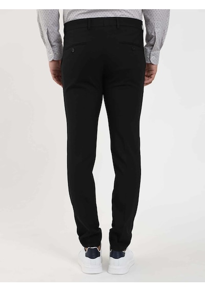 Dufy Siyah Erkek Ekstra Slim Fit Melanj Desenli Klasik Pantolon - 103484-siyah Siyah