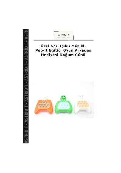 Özel Seri Işıklı Müzikli Pop-it Eğitici Oyun Arkadaş Hediyesi Doğum Günü