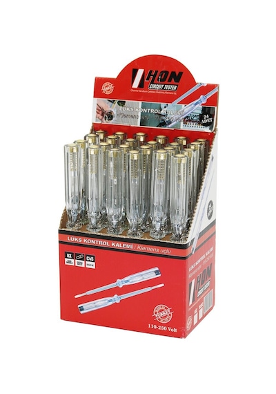 Hon Klasik Düz Lüks Kontrol Kalemi Klemens Uçlu Çelik C45 110-250v- 24'li Paket Diğer