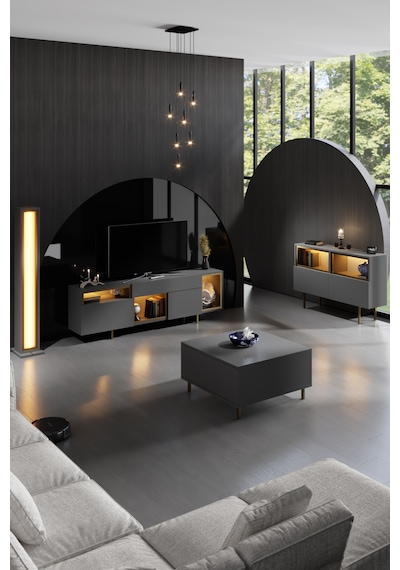 Norm Gold Demir Ayaklı Rgb Led Işık Sistemli Antrasit Tv Ünitesi Tv Sehpası Antrasit - Altın Norm Gold Demir Ayaklı Rgb Led Işık Sistemli Antrasit Tv Ünitesi Tv Sehpası Antrasit - Altın