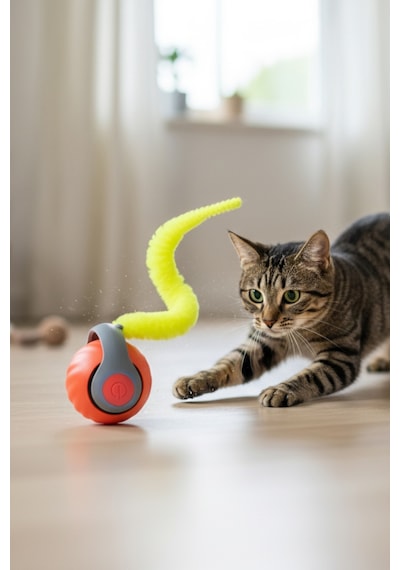 Otomatik Yuvarlanan Top Kedi Oyuncağı Turuncu H120