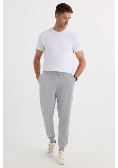 Tudors Erkek Regular Fit Klasik Kesim Beli Bağcıklı Jogger Cepli Lastikli Paça Gri Eşofman Altı-40064 Gri