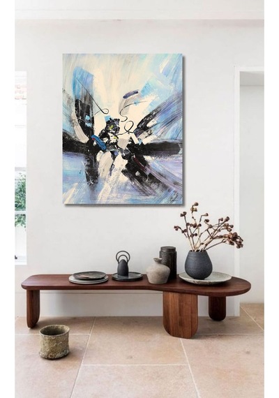 Soyut Büyük Boy El Yapımı Yağlı Boya Tablo 95x115cm