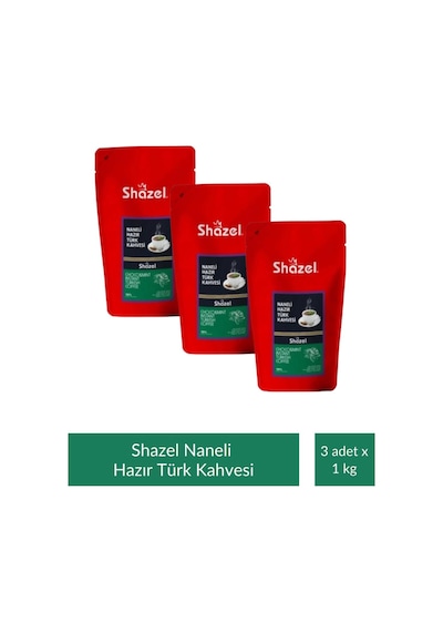 Shazel Nane Aromalı Hazır Türk Kahvesi 1 Kg X 3 Adet Türk Kahvesi