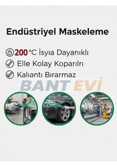 Yeşil Polyester Bant 50mmx66mt 200℃ Yüksek Isıya Dayanıklı Maskeleme Bandı