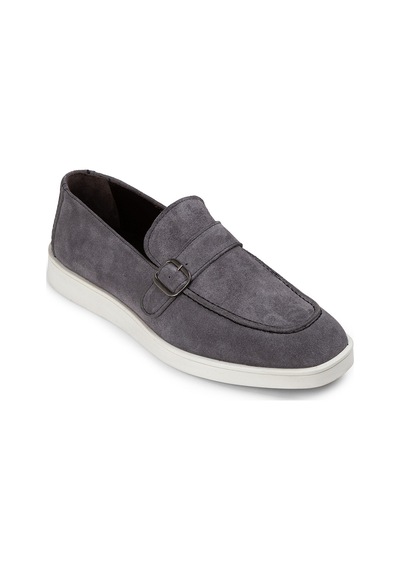 Deery Hakiki Süet Gri Tokalı Erkek Loafer Ayakkabı - 01959mgrıc01 Gri
