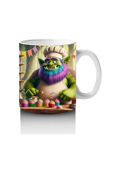 Çocuklara Sütü Sevdiren Rengârenk Cupcake Şefi Canavar Desenli Kupa Bardak Renkli