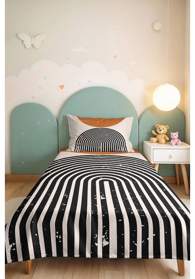 Geometrik Siyah Genç Odası Tek Kişilik Pike Takımı - Modern Hardal 160x220 Cm Kapitone Yatak Örtüsü Hafif Papatya Anısı