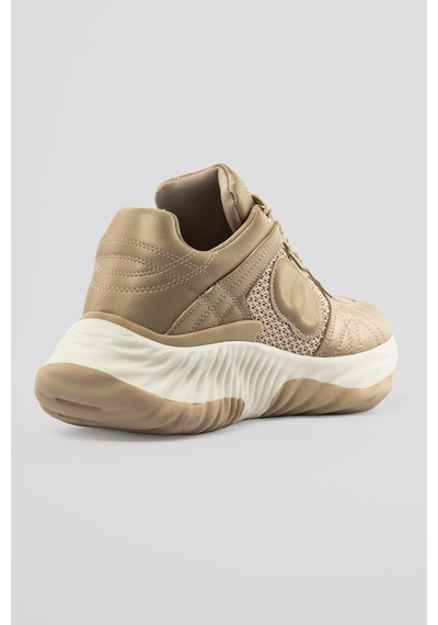 Mubiano Kadın Sneaker Kalın Tabanlı Bağcıklı Spor Ayakkabı Ravix Bej Bej