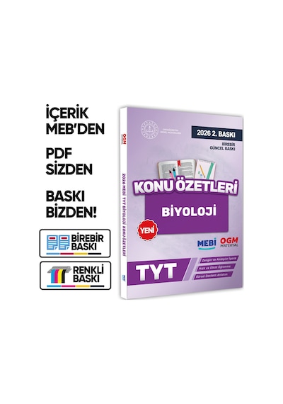 2026 YKS-TYT Mebi-ogm Biyoloji Pratik Konu Özet Kitabı Renkli A4 Boyut Görsel Destekli Baskı Ücreti