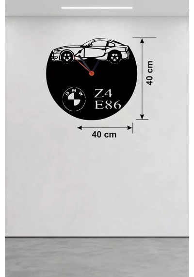 Bmw Z4 E86 Tasarım Ahşap Duvar Saati - 40x40 Cm Lazer Kesim Dekoratif Diğer